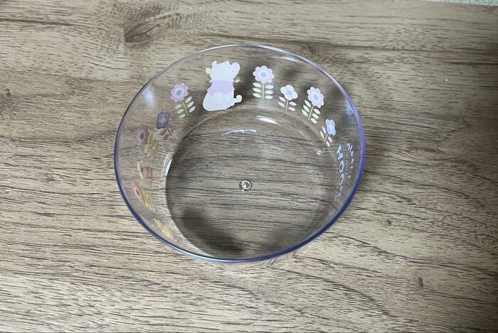 ニトリのクリアボウル/プー、筆者撮影の商品写真